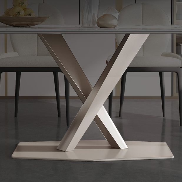 Glam Standard Sintered Stone Tisch Rechteck weißer Esstisch mit Sockelbasis