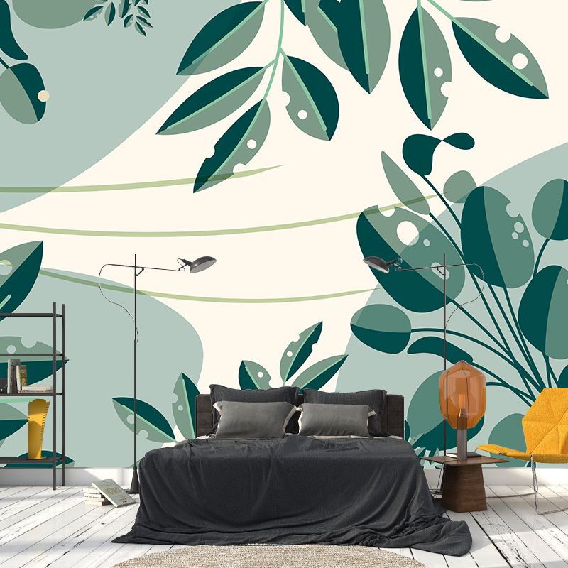 Customized Illustration Wall Mural Tropical Plant Eco-friendly for Bedroom