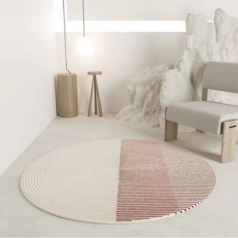 Beige Modern Carpet Polyester Striped Carpet Non-Slip Backing Carpet for Living Room