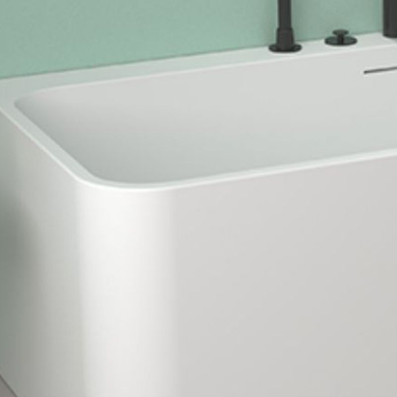 Modern Stone Rectangular Tub Soaking 22.05" Wide Bath with Overflow Trim Bath