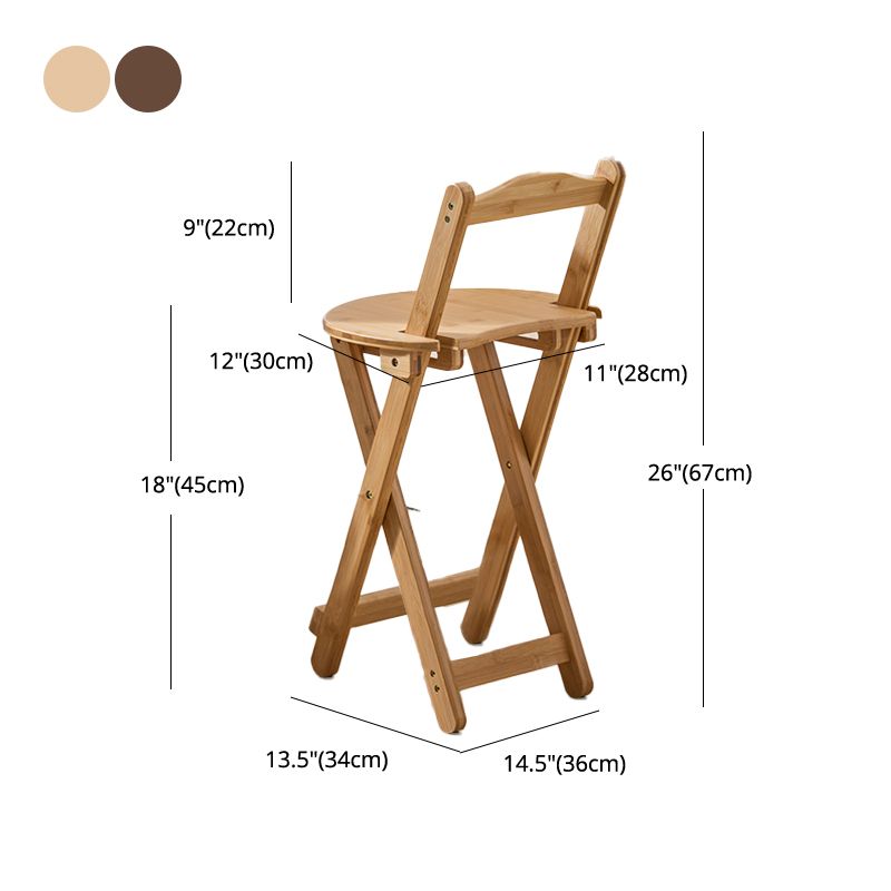 Contemporary Solid Wood Folding Bar Stool Indoor Barstools With Wood Seat and Low Back
