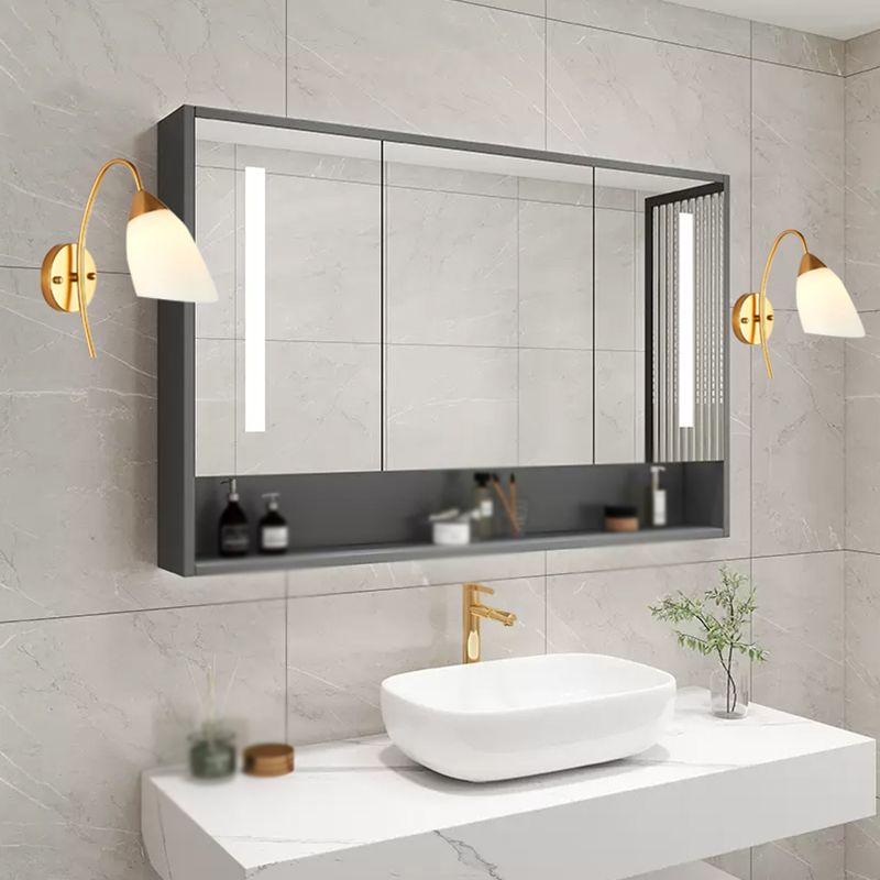 Metal Modern Wall Sconce Geometric Shape Vanity Light with Glass Shade for Bathroom