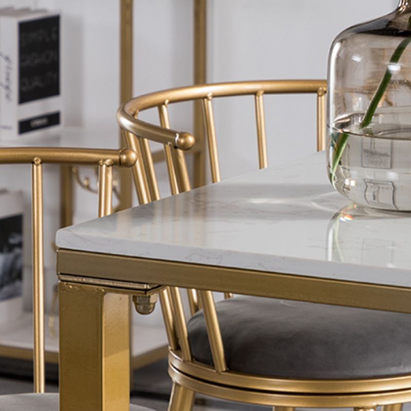 Glam 1/2/4/7 Pieces Bar Table Set Rectangle Bar Table with Metal High Stools