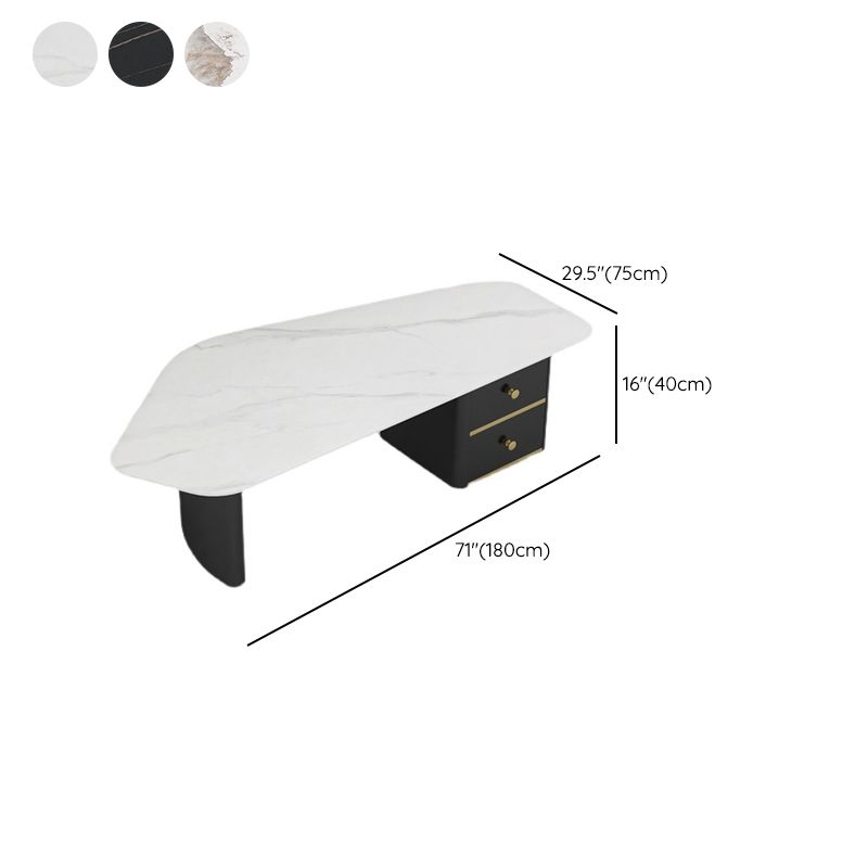 2 - Drawer Irregular Slate Coffee Table 15.7" H 1 Single Coffee Cocktail Table