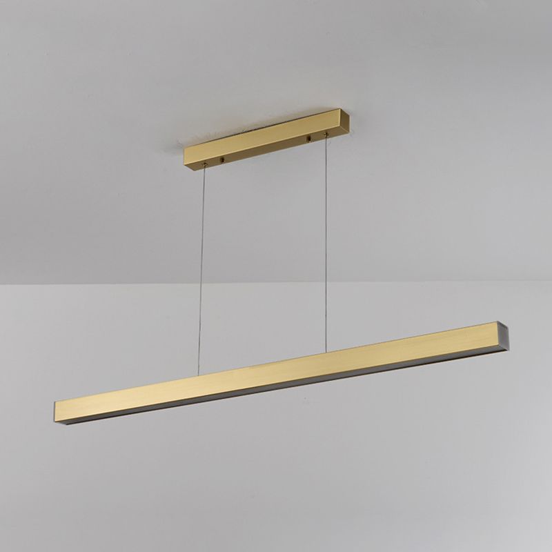 Contemporary Simplicity Island Light Acrylic Shade Long Strip Hanging Lamp in Gold