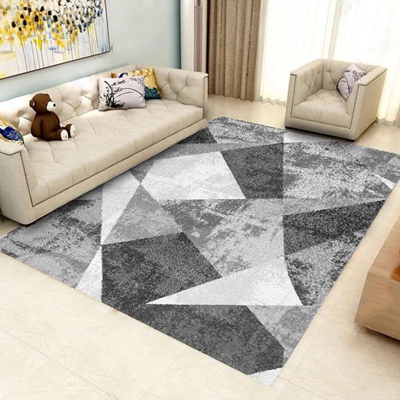 Trendy Living Room Rug Multi Colored Geometric Printed Area Rug Polypropylene Non-Slip Stain-Resistant Rug