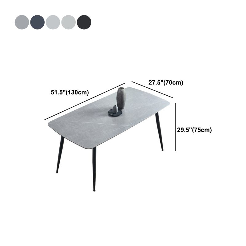 Rectangular Sintered Stone Dining Table Modern Furniture with 4 Legs in Matte Finish