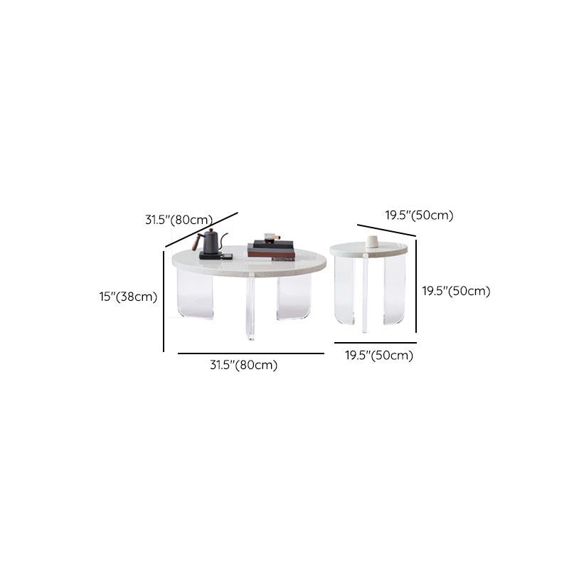 Contemporary Stone Coffee Table 3 Legs Coffee Cocktail Table