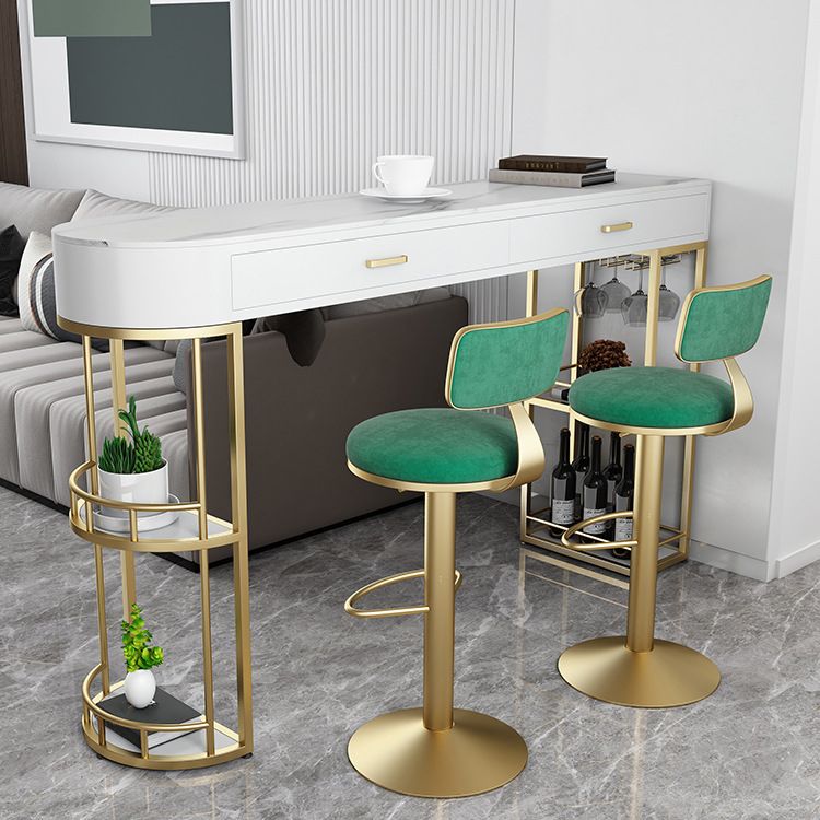 Glam Style Stone Bar Table 1/3/4 Pieces Counter Table with Upholstered Stools