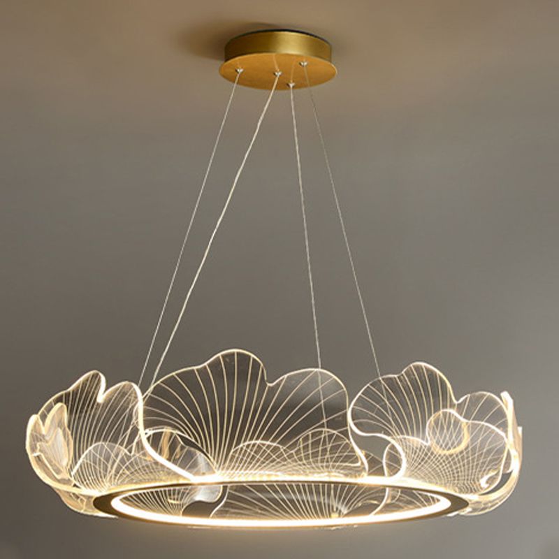 Circular Modern Style Pendant Light Fixture 1-Light Acrylic Ceiling Suspension Light