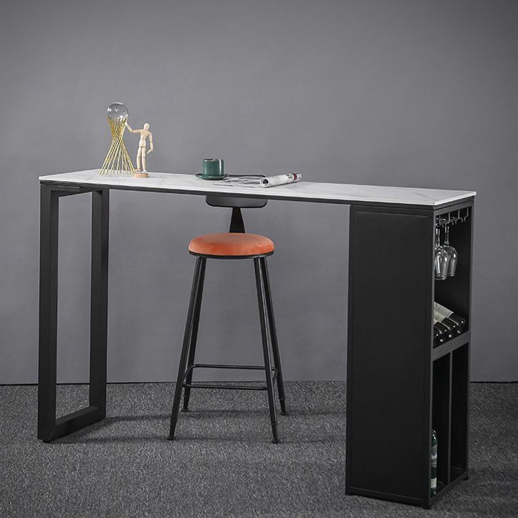 Industrial Style Rectangle Bar Table 42-inch Height Iron Pedestal Bistro Table