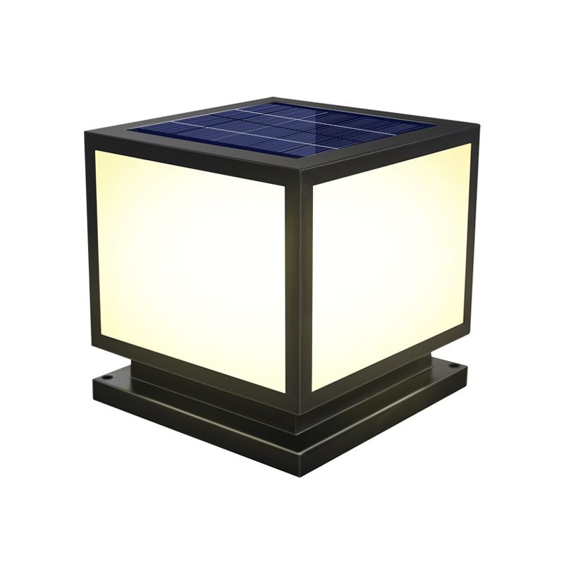 Square Pillar Lamp Solar Energy Outdoor Light with Stainless Steel for Patio