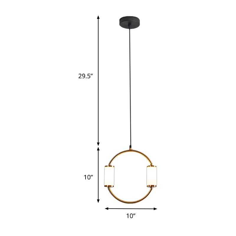 Luz colgante colgante LED de estilo simple con tono de lámina de sombra de cilindro de vidrio blanco