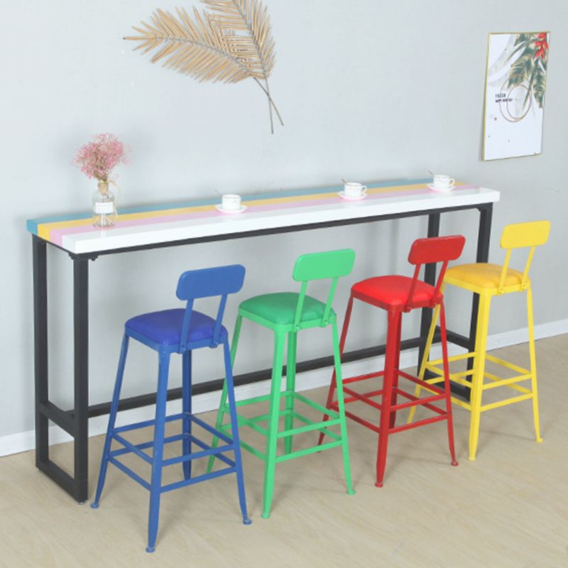 Modern Bar Height Table Solid Wood Top Bistro Bar Table with Metal Base