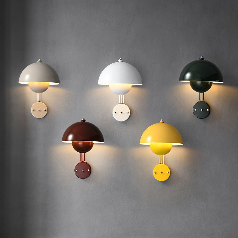 Dome Metal Wall Sconce Simple Macaron Style 1 Light Indoor Wall Mount Light Fixture