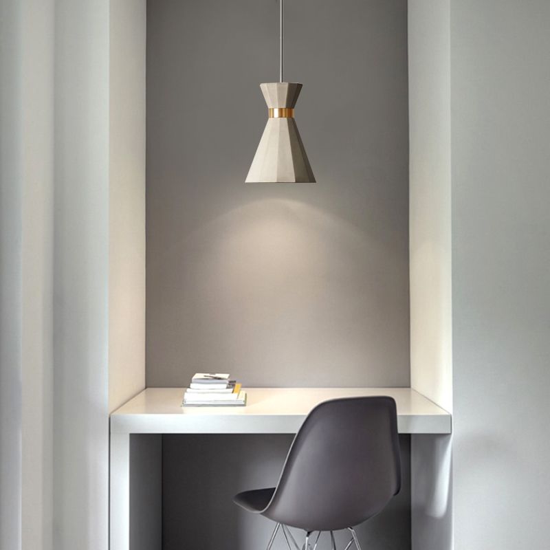 Luz de colgante geométrico Cemento nórdico 1 Luz de techo colgante gris claro, 9 "/10" de ancho