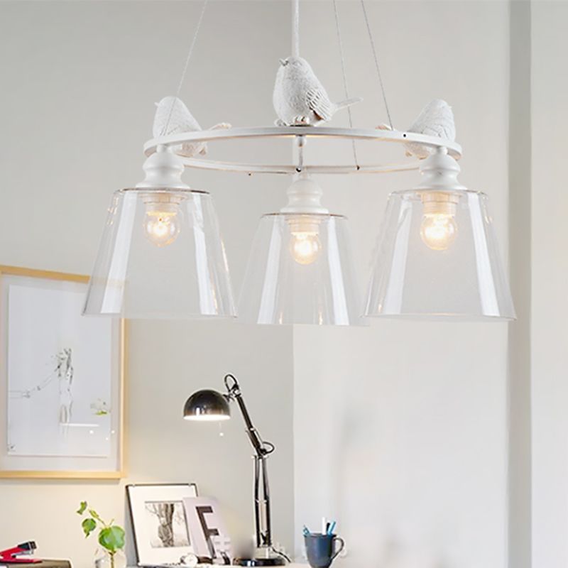 Blanc 3/8 lumières Lumières lustre en verre transparent en verre transparent clair pour le salon