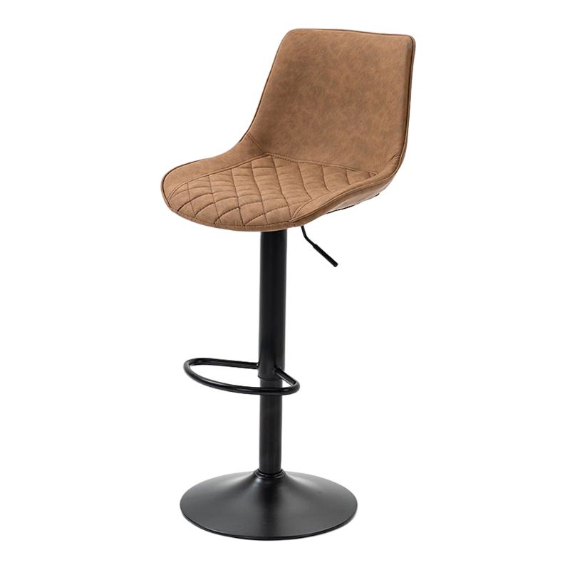 Industrial Bar and Counter Stool Adjustable Height Stool with Pedestal Base in Black