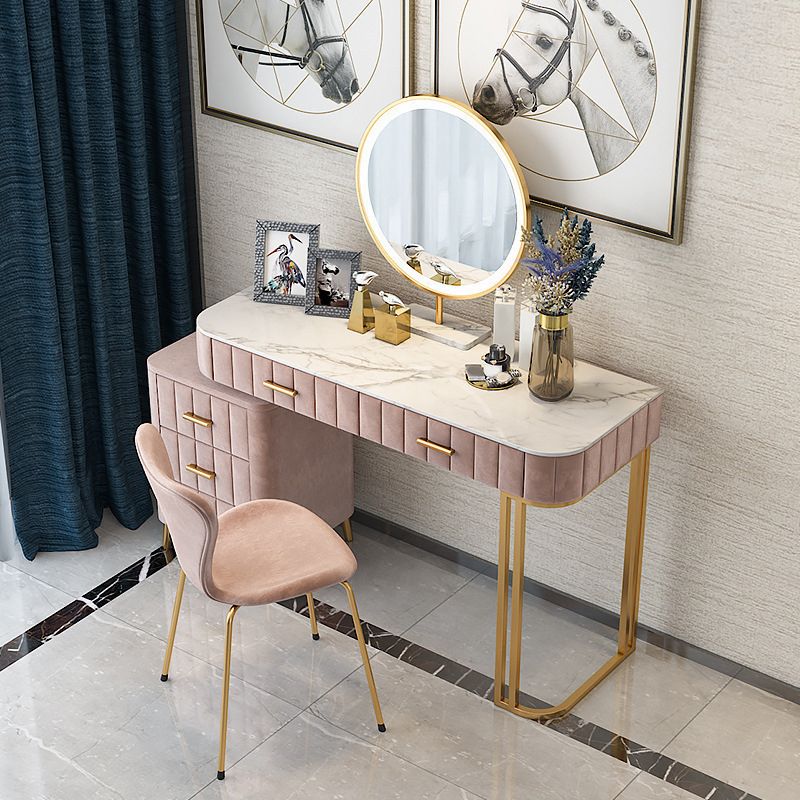 15.74" Wide Vanity Set with 5 Storage Drawers Marble Make-up Vanity