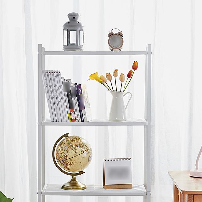 Contemporary Open Ladder Bookshelf Metal Vertical Bookshelf for Home