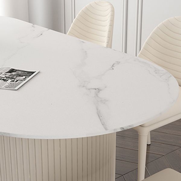 Metal Modern Oval Dining Table Sintered Stone Table for Dining Room and Kitchen