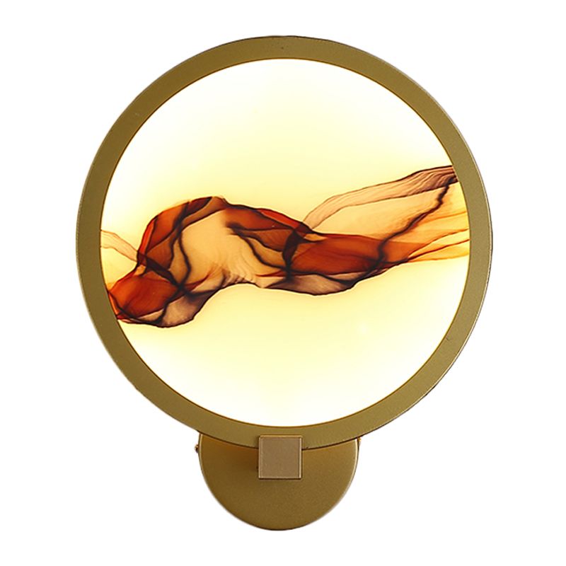 Estilo chino LED Mural Ligera acrílica Gold Redondeada Ilumina de pared para comedor