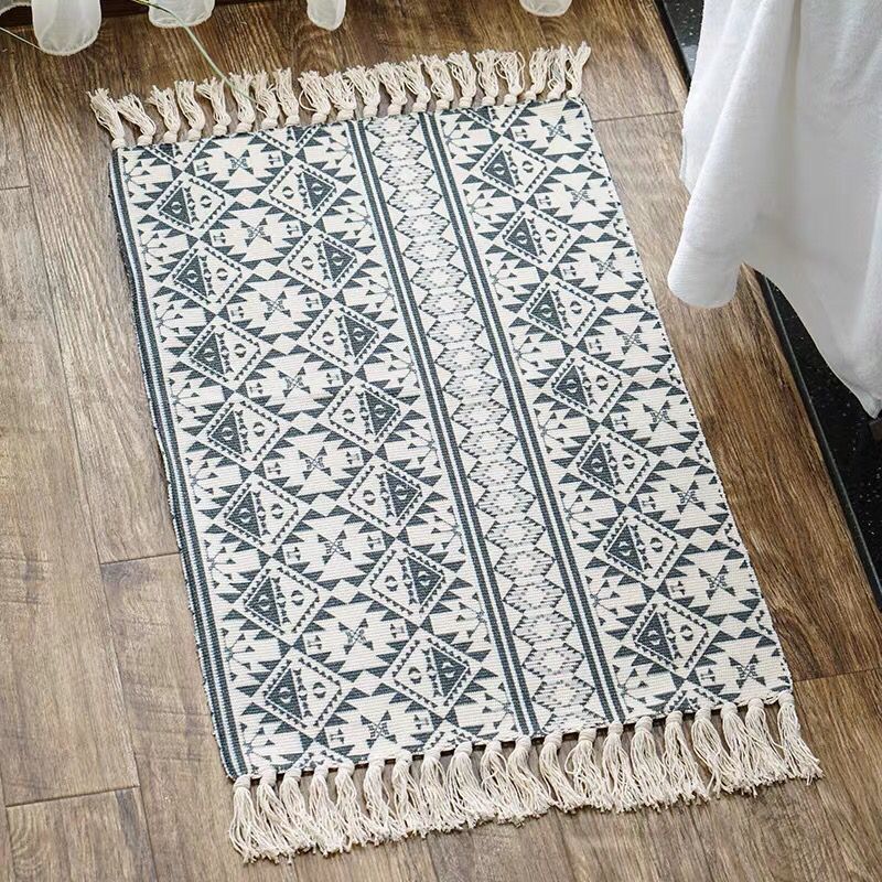 Southwestern Geo Print Rug Multicolored Jute Area Tapijt Handgemaakte Machine Wasbaar binnen Tapijt met franje voor decor