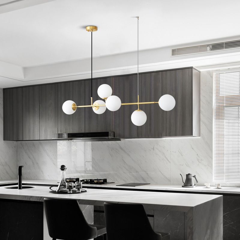 Modern Style Ball Shape Island Pendants Glass Pendant Lights for Living Room