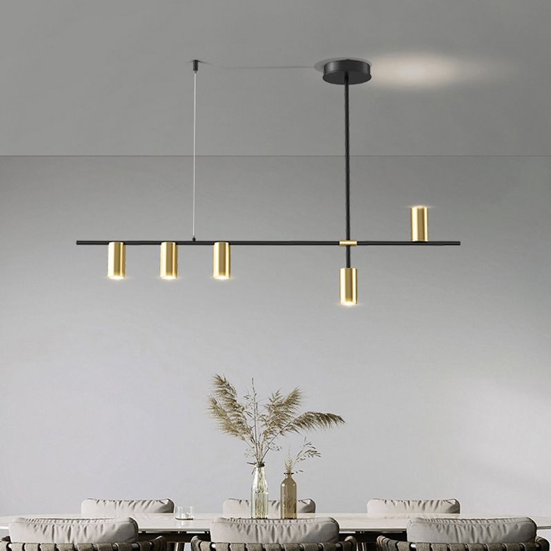 Modern 5 - Light Ceiling Pendant Fixture in Black and Gold Finish Kitchen Island Light