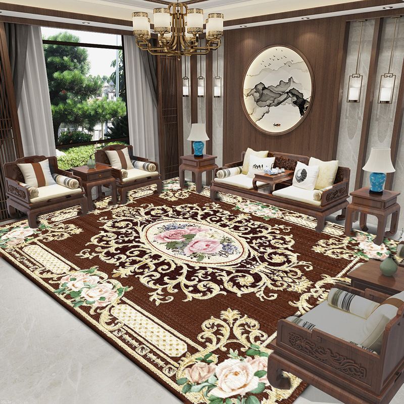 European Living Room Area Rug Modern Carpet Polyester Rug with Non-Slip Backing