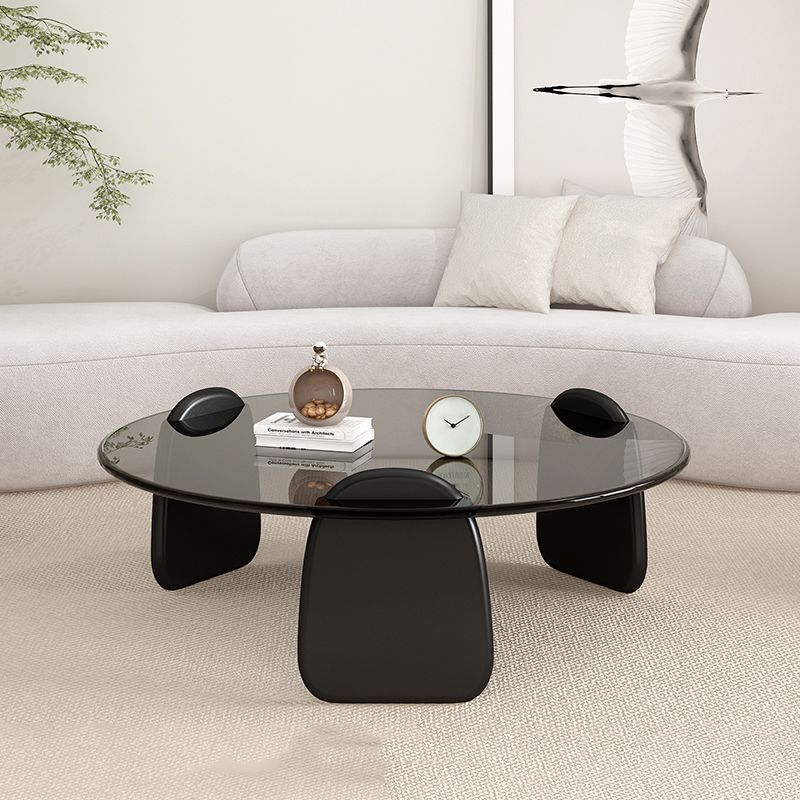 Glass Top Coffee Table Contemporary 3 Legs Coffee Cocktail Table