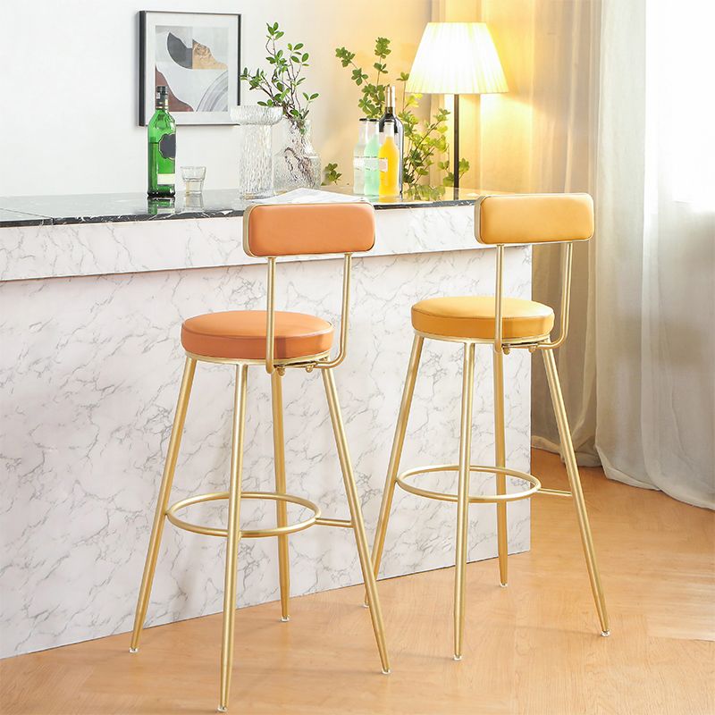 Glam Style Upholstered Counter Stool Armless Bar Stool for Indoor