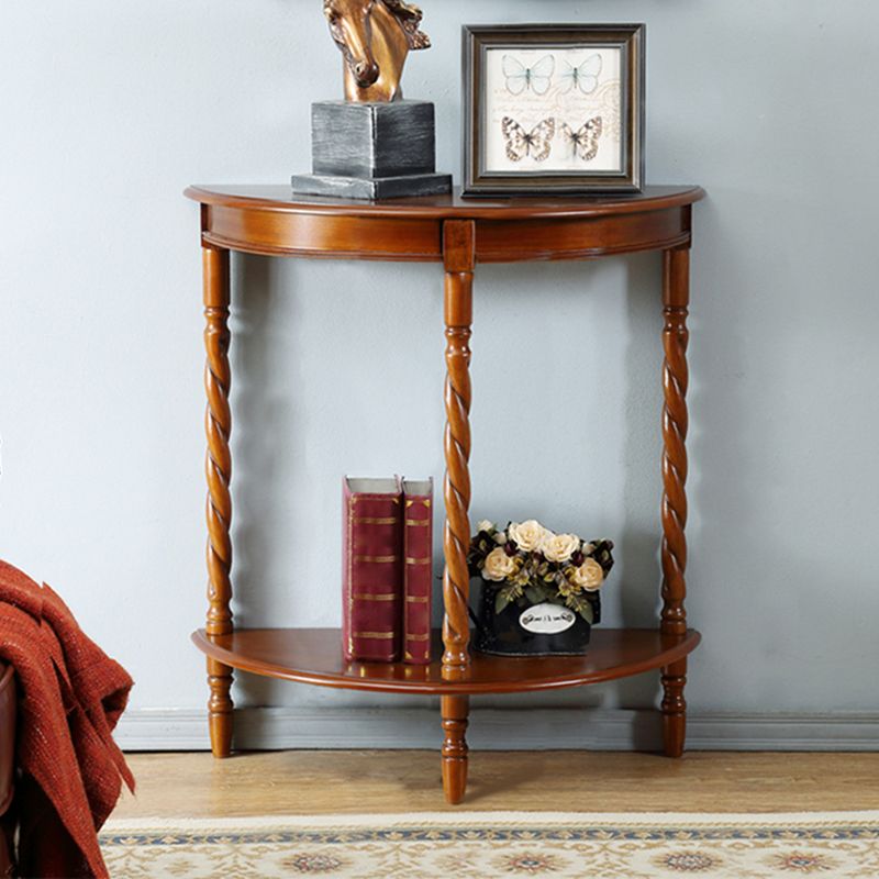 4 Legs Half Moon Wood Mid-Century Modern Console Table for Hall