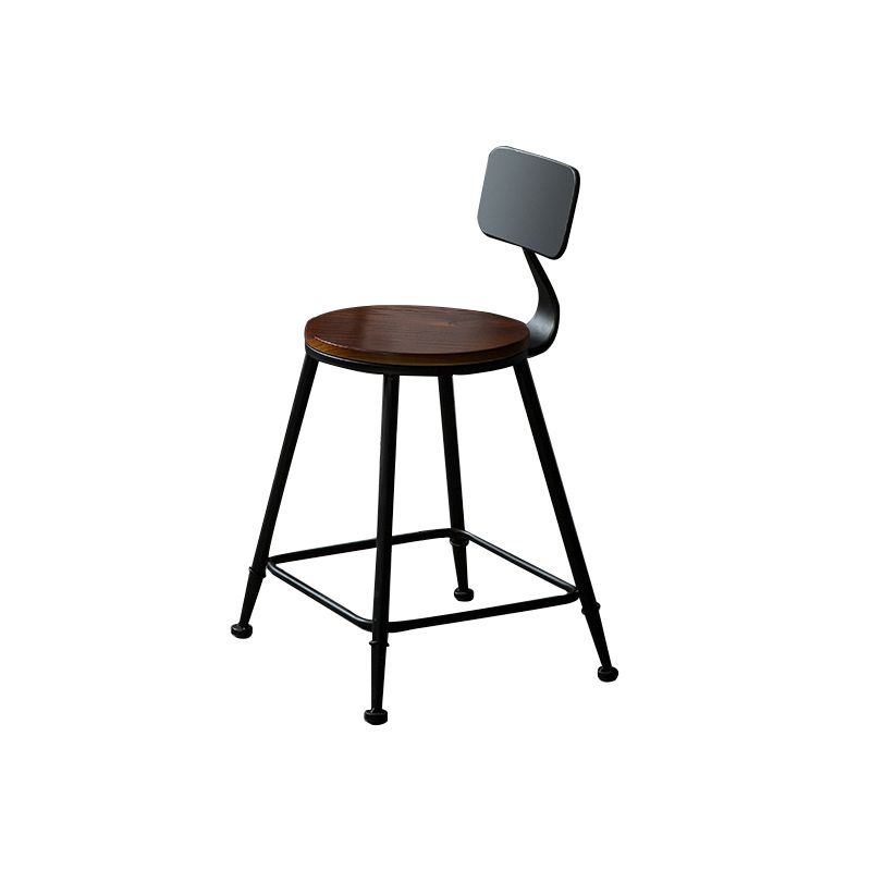 Contemporary Solid Wood Dining Stools Armless Bar Stools with Metal Base