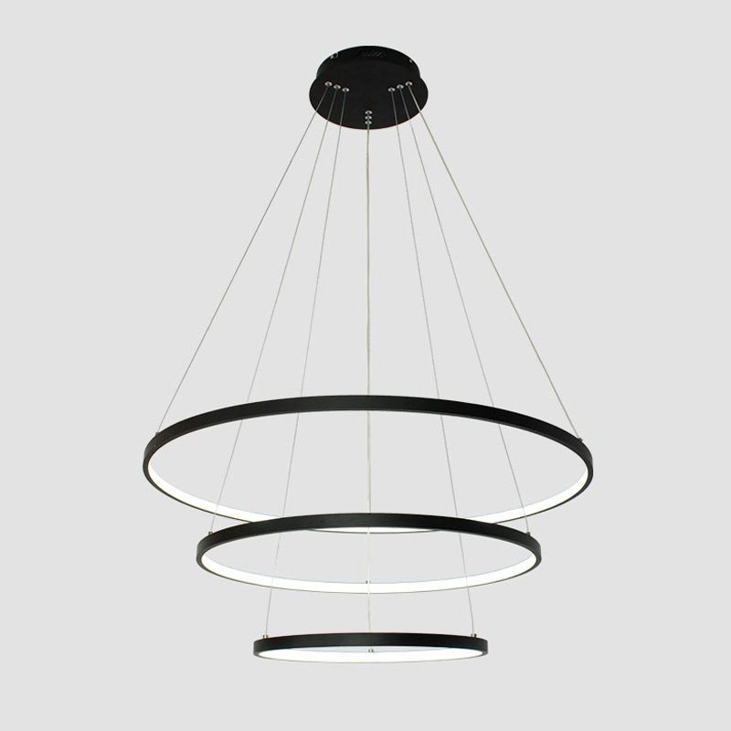 Round Hanging Light Kit Modern Style Metal 3 Lights Hanging Ceiling Lights