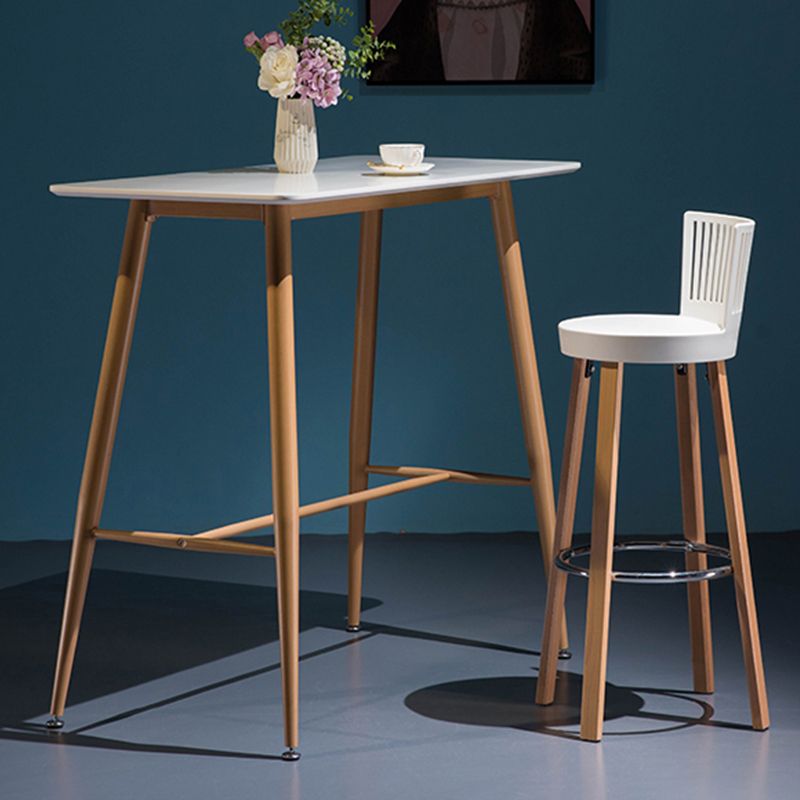 Modern Wooden Bar Stool 38" Height Backrest Armless Counter Stool with Plastic Cushion