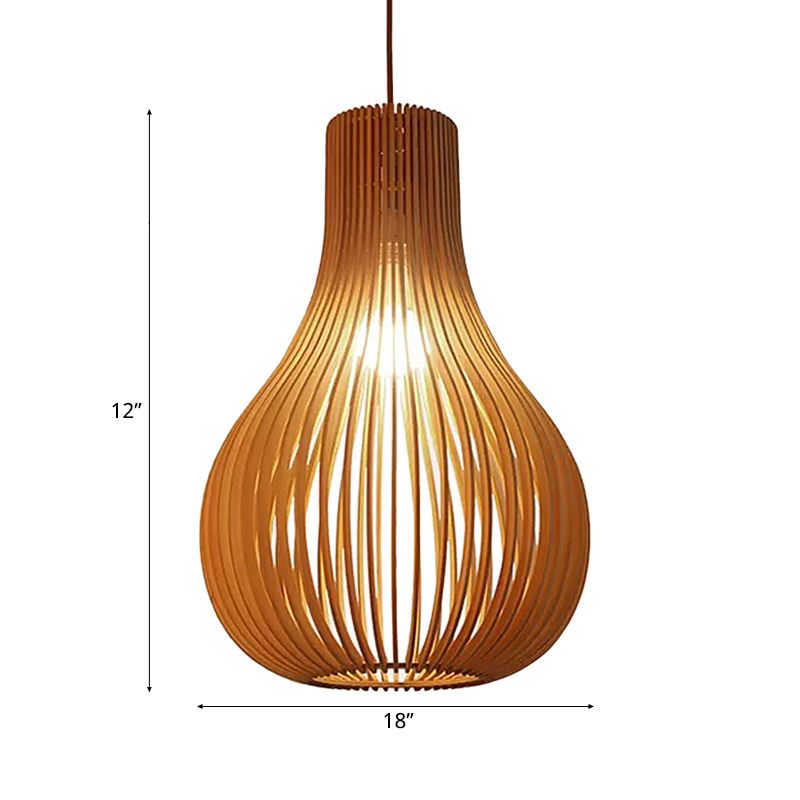 Luz colgante de madera moderna y ajustable forma de lágrima de lágrima de techo