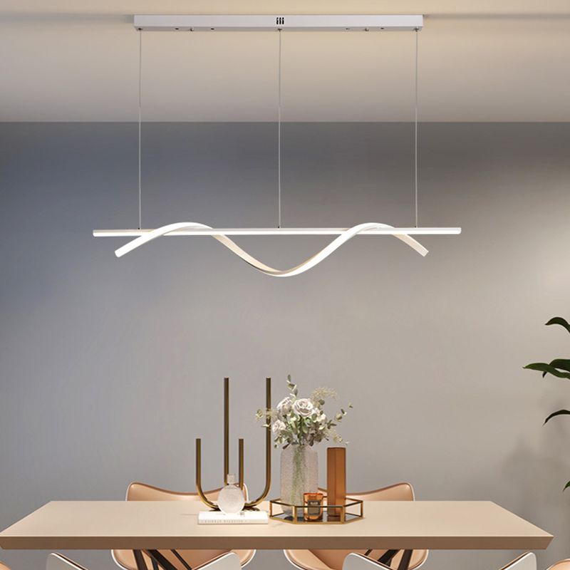 Simple Island Lamp Modern LED Island Hanging Lamp with Silica Gel Shade for Dining Room