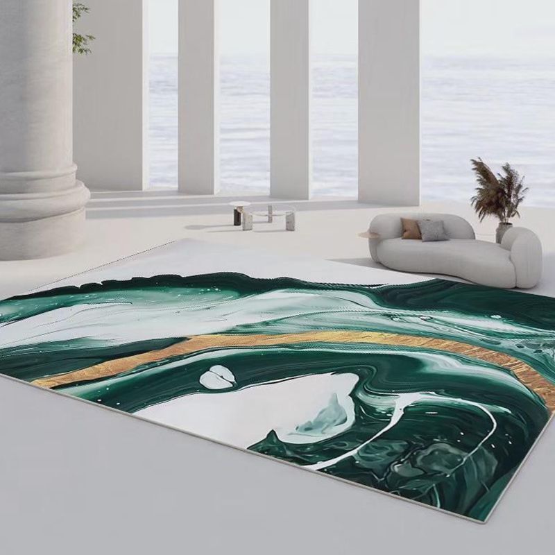 Contemporary Flowing Water Print Carpet Polyester Rug Non-Slip Backing Indoor Carpet for Living Room