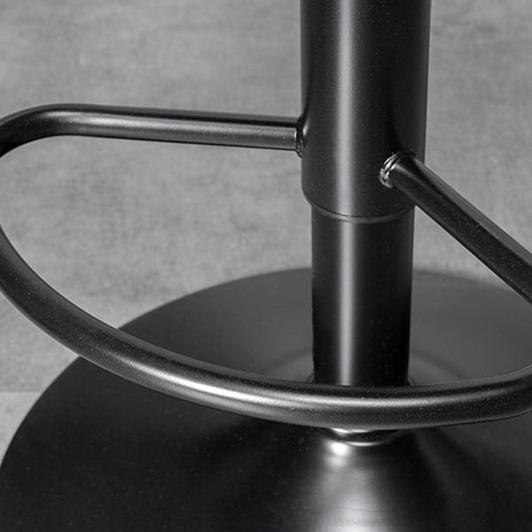 Scandinavian Metal Stool Faux Leather Upholstered Counter Stool in Matte Finish for Indoor