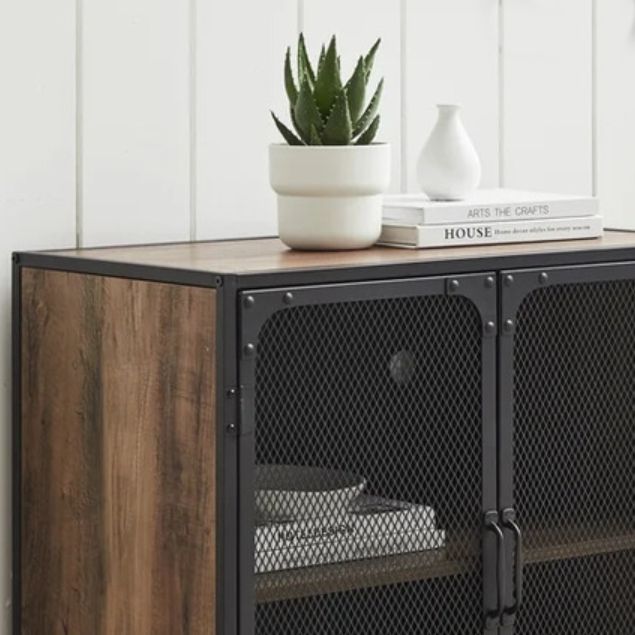 Pine Wood Kitchen Sideboard Cabinet Modern Server Cabinet with Storage