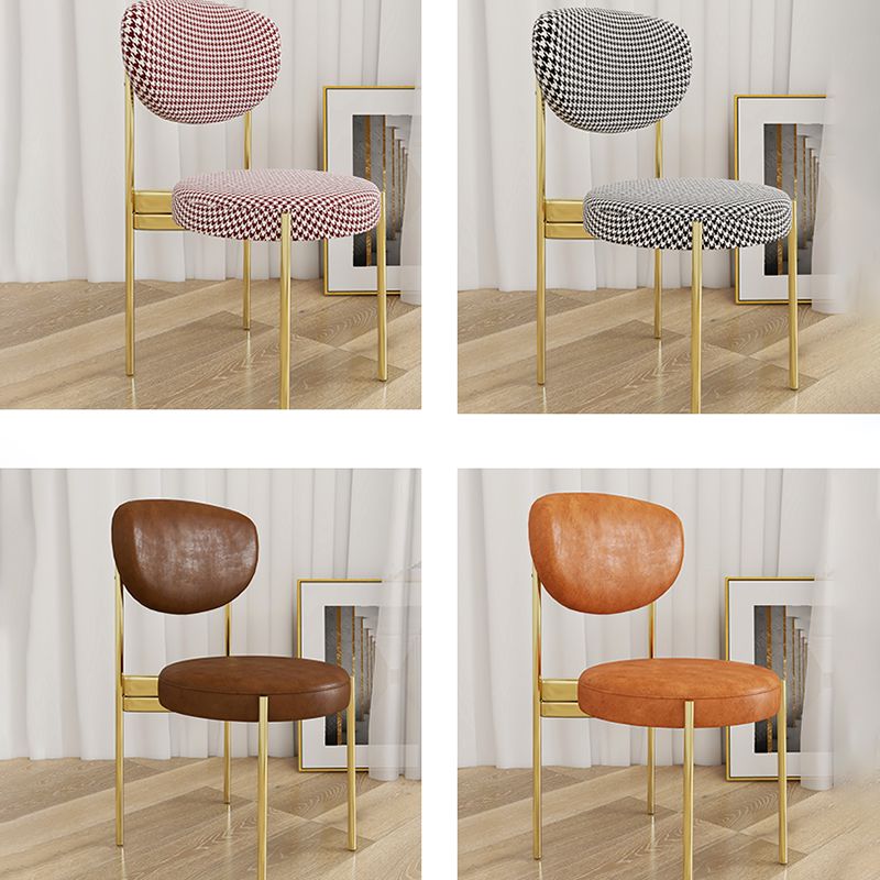 Glam Style Upholstered Side Chair Open Back Dining Side Chair