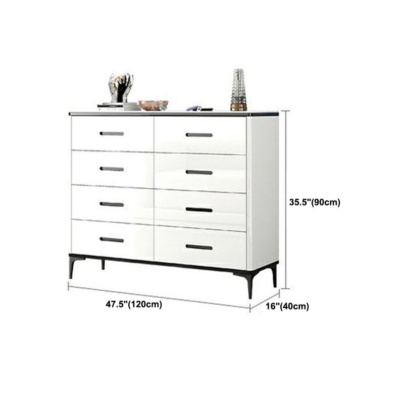 Contemporary Chest White Double Dresser with Metal Feet for Home
