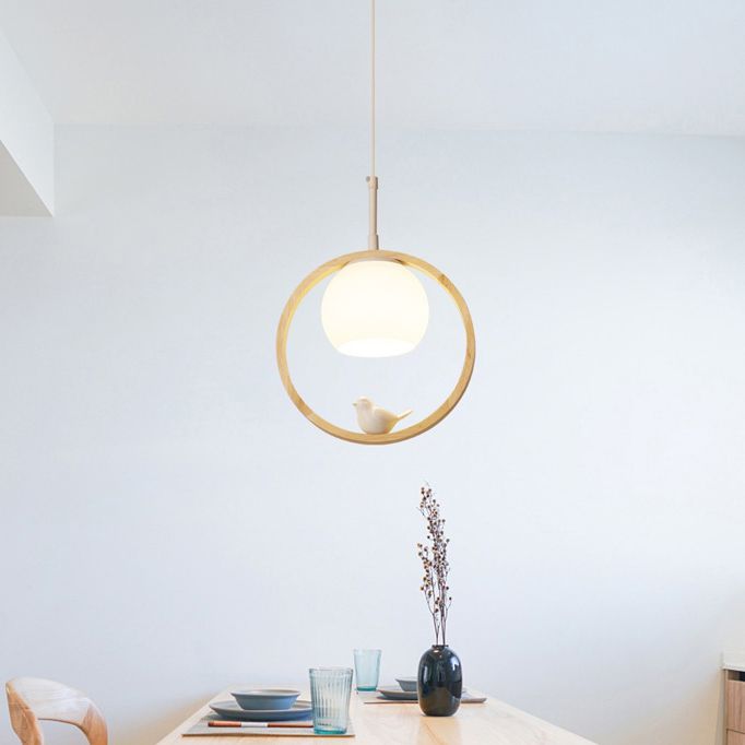 Luci a sospensione a sospensione rotonda lampada a sospensione bianca moderna con tonalità di vetro per ristorante