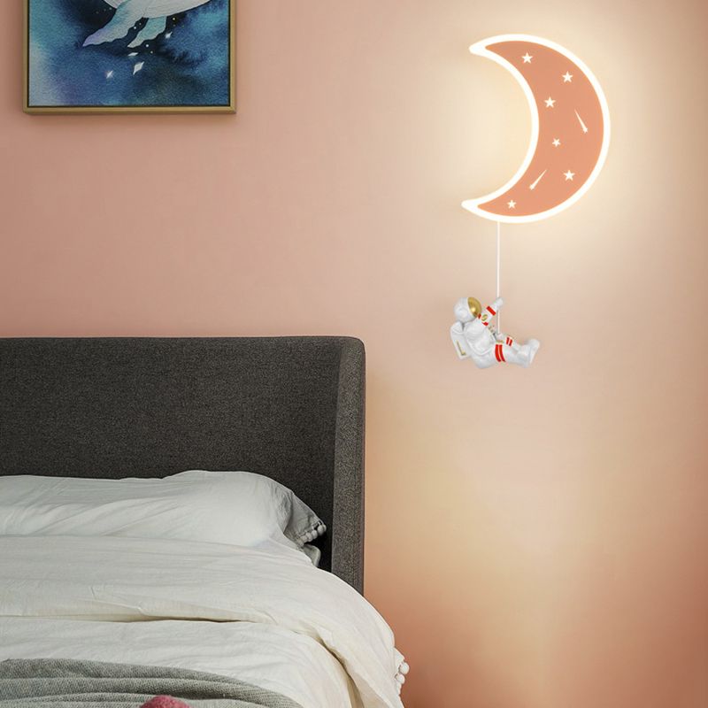 Moon Shape Wall Mount Light Children LED Wall Light with Acrylic Shade for Bedroom