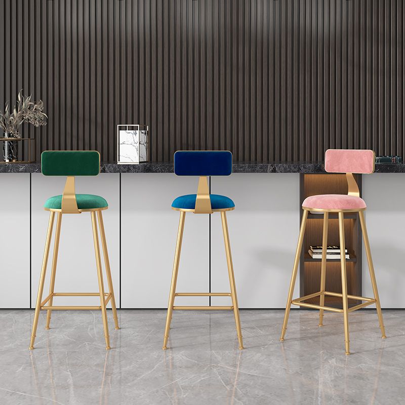 Glam Metal Upholstered Bar Stool Bristol Barstool with Low Back and Cushion