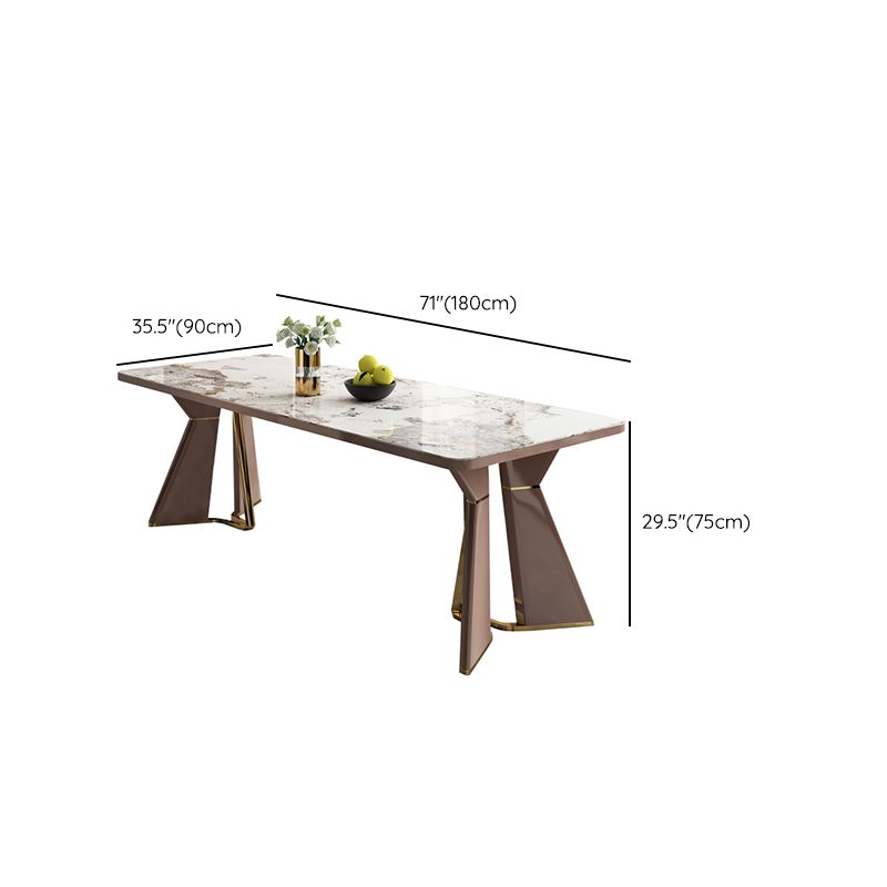 Glam Style Dining Room Table Stone Rectangle Dining Site Table in White
