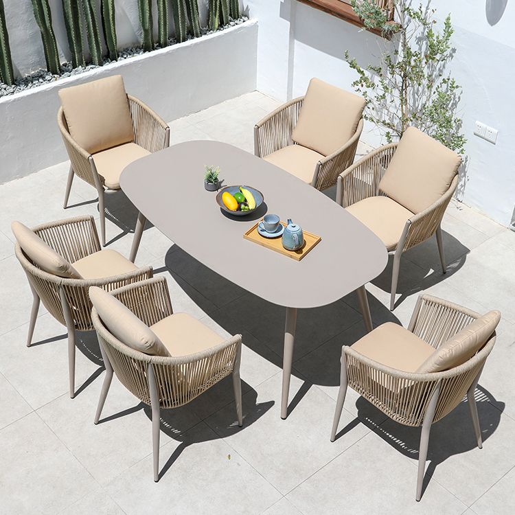 Boho Metal Dining Table Set 1/3/5/7 Pieces Patio Dining Table Set