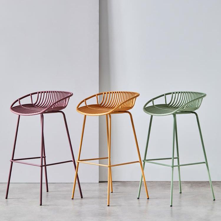 Industrial Metal Stool Metal Low Back Counter Stool in Matte Finish for Kitchen