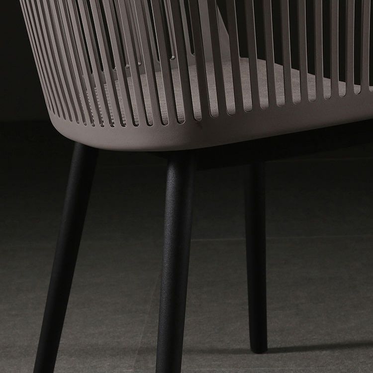Slat Back Dining Side Chair Industrial Plastic Dining Arm Chair in Black Legs